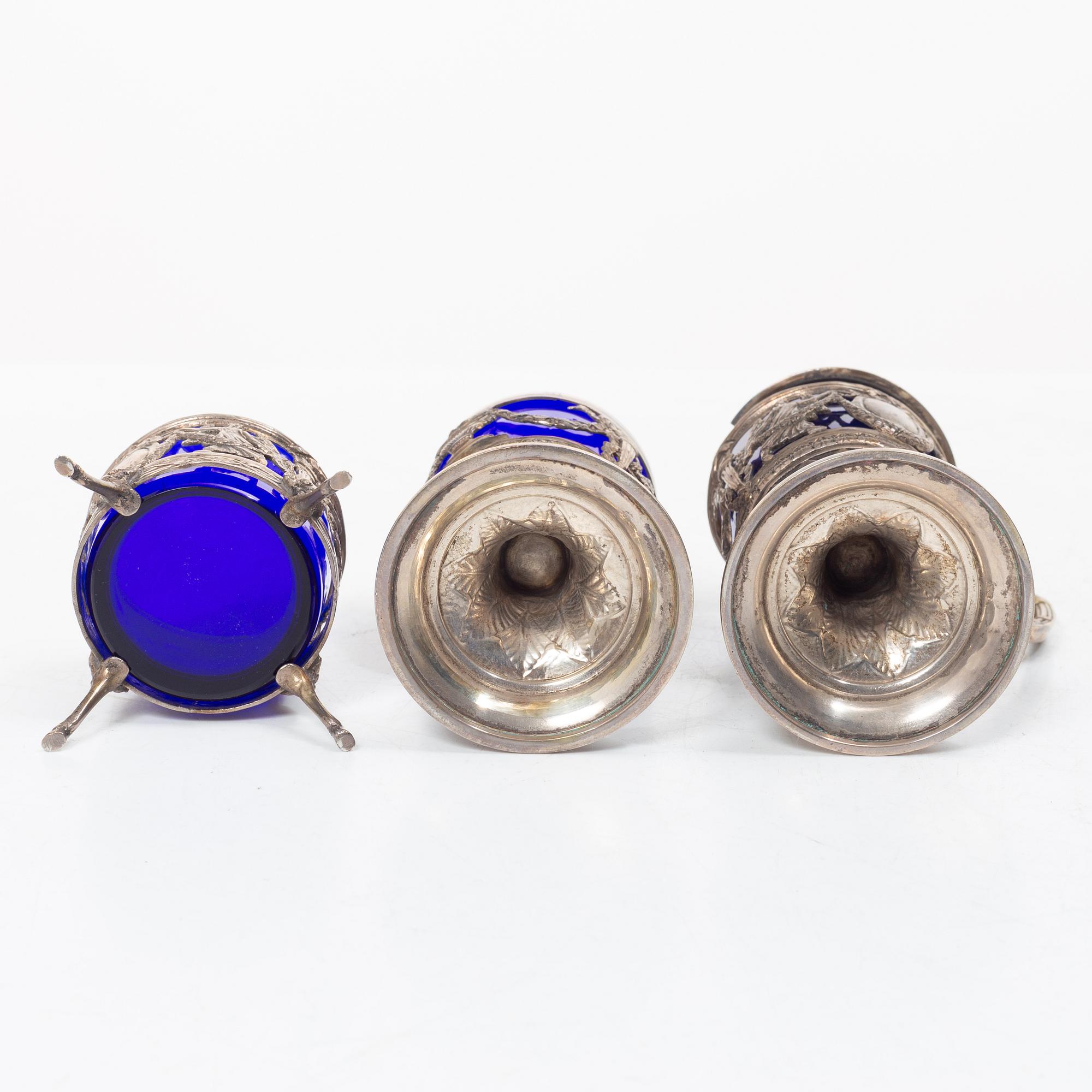 Table accessories, 3 pieces, silver, Louis XVI style, early 20th century.