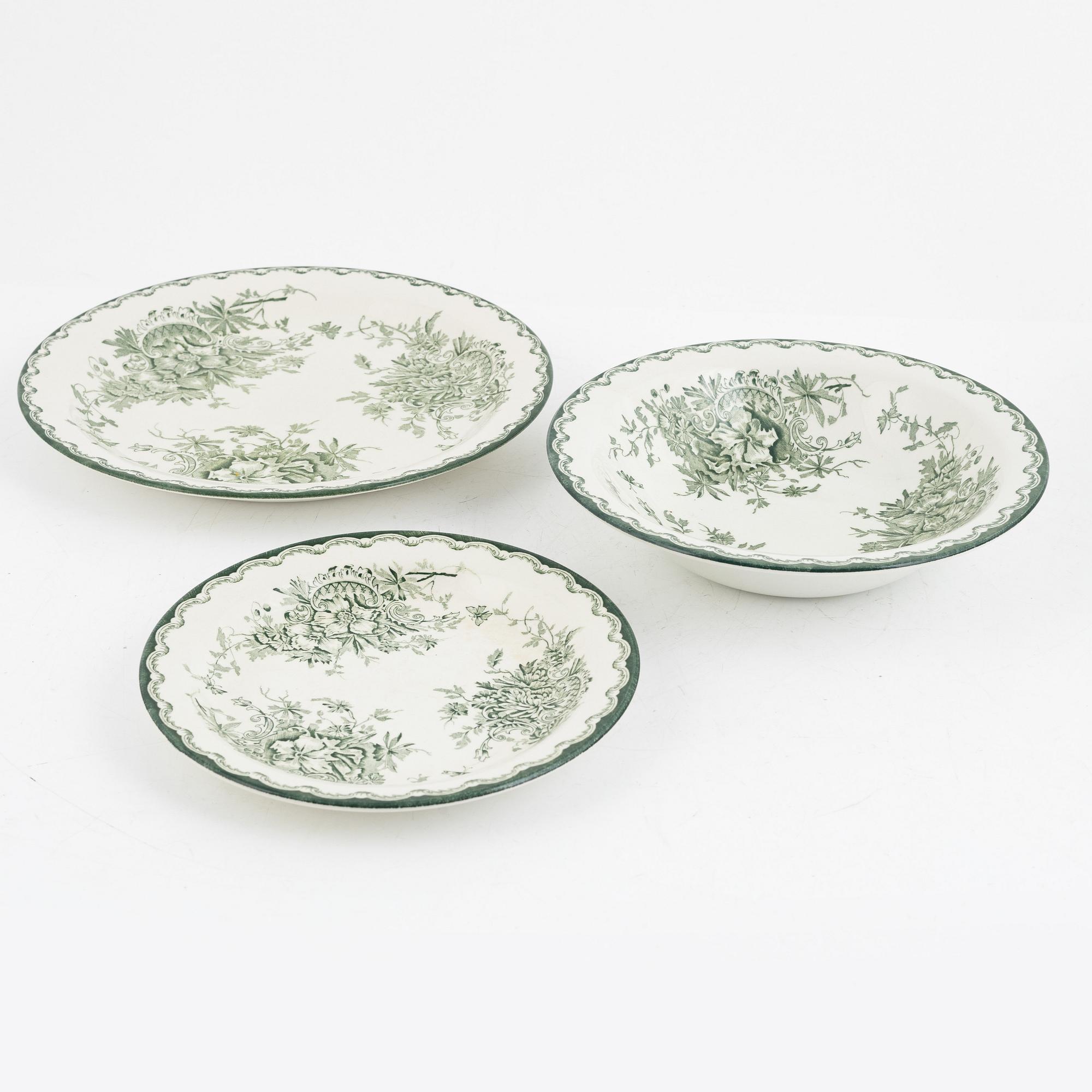 Service parts, 35 pieces, earthenware, "Grön Anna", Rörstrand, second half of the 20th century.