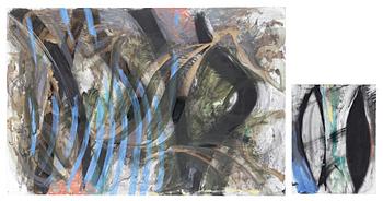 STEVEN SORMAN, Diptyk i blandteknik signerad Steven och Sorman samt daterad 1988.