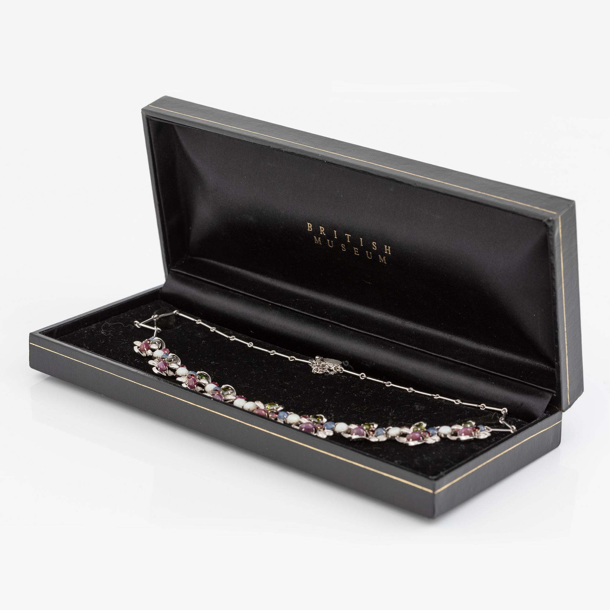 Collier, 18K vitguld med rubiner, opaler, granater och turmaliner.