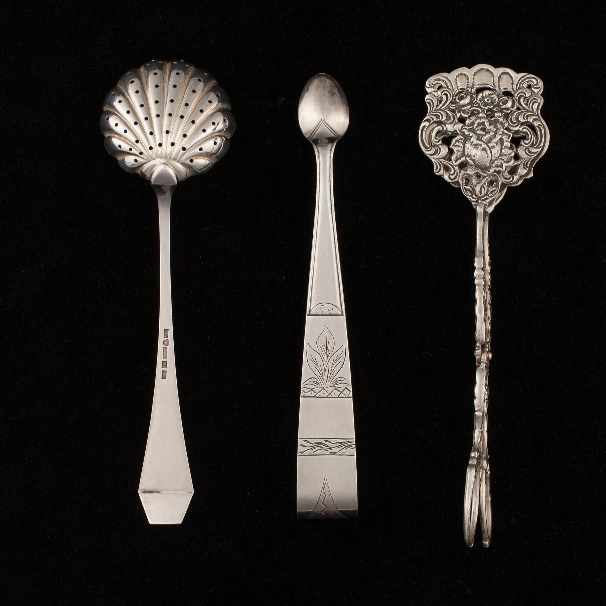 BESTICK, 3 st, silver, finska stämplar. Tot. vikt 121,8 g.
