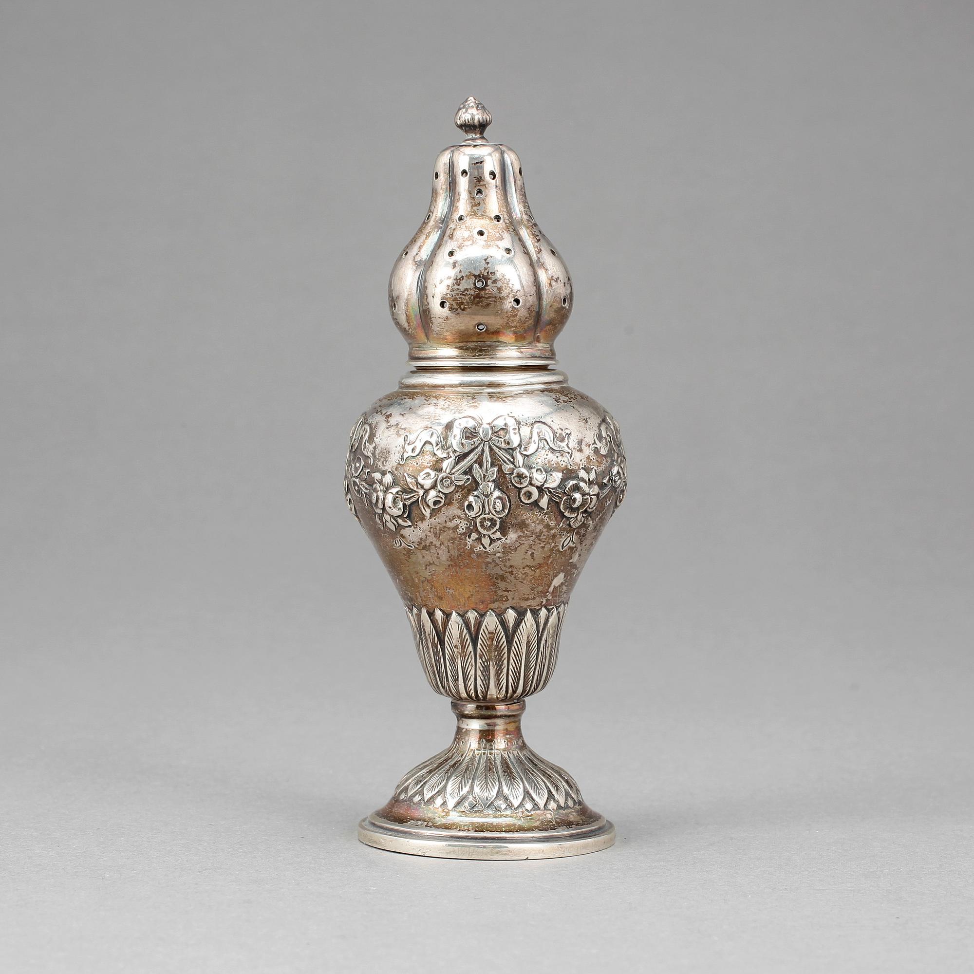 SOCKERRUSKA, silver, med svenska importstämplar, tidigt 1900-tal. Vikt ca 168 gram.