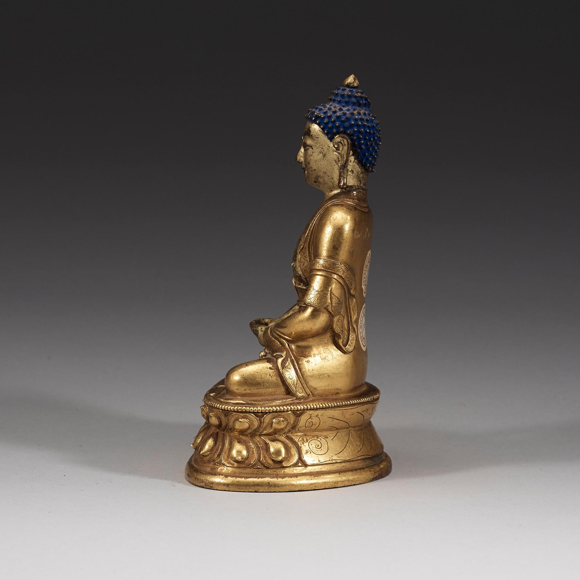 AMITABHA BUDDHA, delvis förgylld brons. Sinotibetansk, 1700-tal.