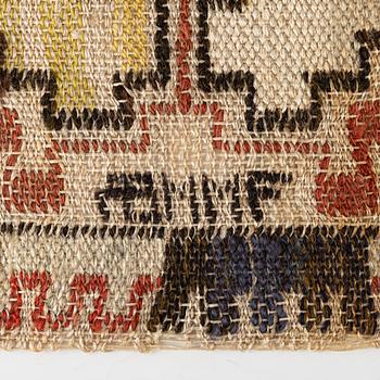 Märta Måås-Fjetterström, a textile, 'Grodblad blå', flat weave, ca 41,5 x 39,5 cm, signed AB MMF.