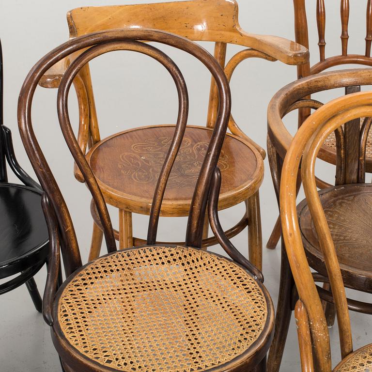 A SET OF 6 DIFFERENT THONET STYLE CHAIRS, 20th century.