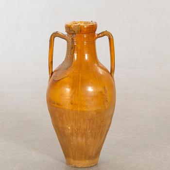 Olive oil jar "Orcio Puglia", Apulia Italy 19th century glazed terracotta.