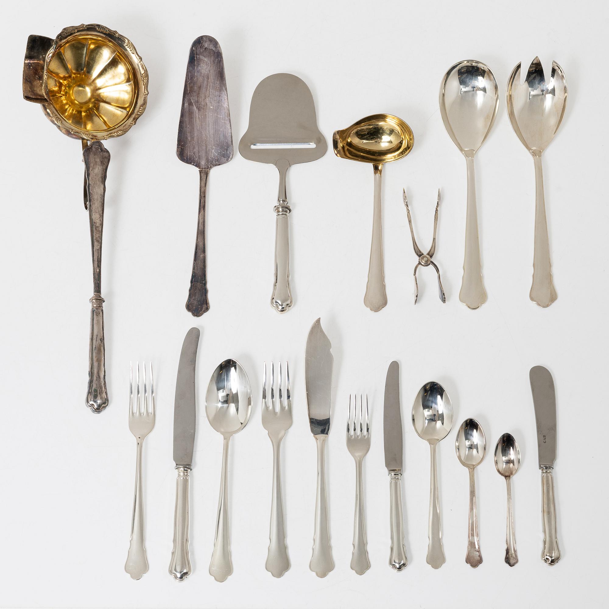A 167 piece Chippendale silver cutlery service, GAB, Eskilstuna, 1990's.