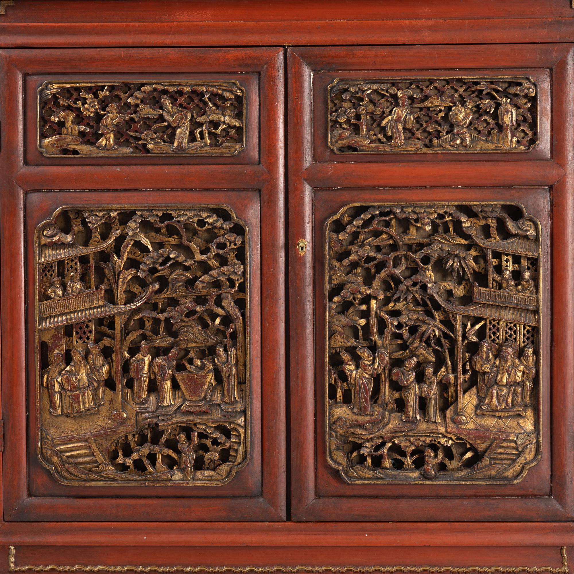 A bar cabinet, purchased in Tokyo around the 1950s. Partly built by late Qing dynasty panels.