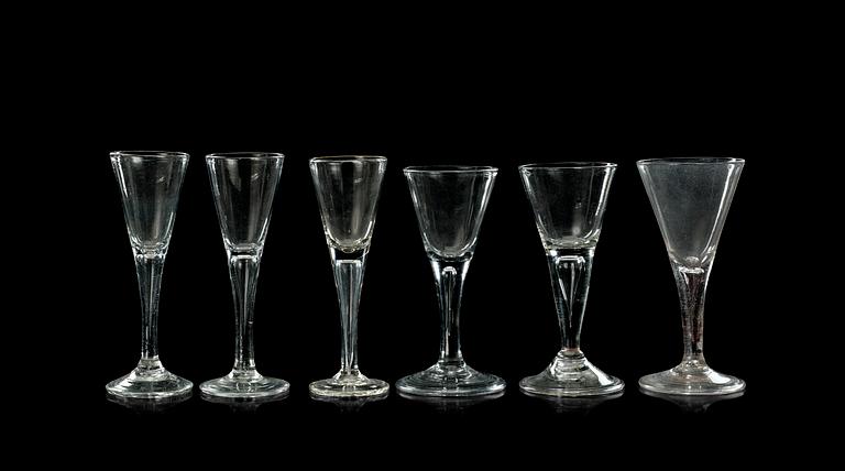 A set of six (3+3) Swedish goblets, 18th Century.