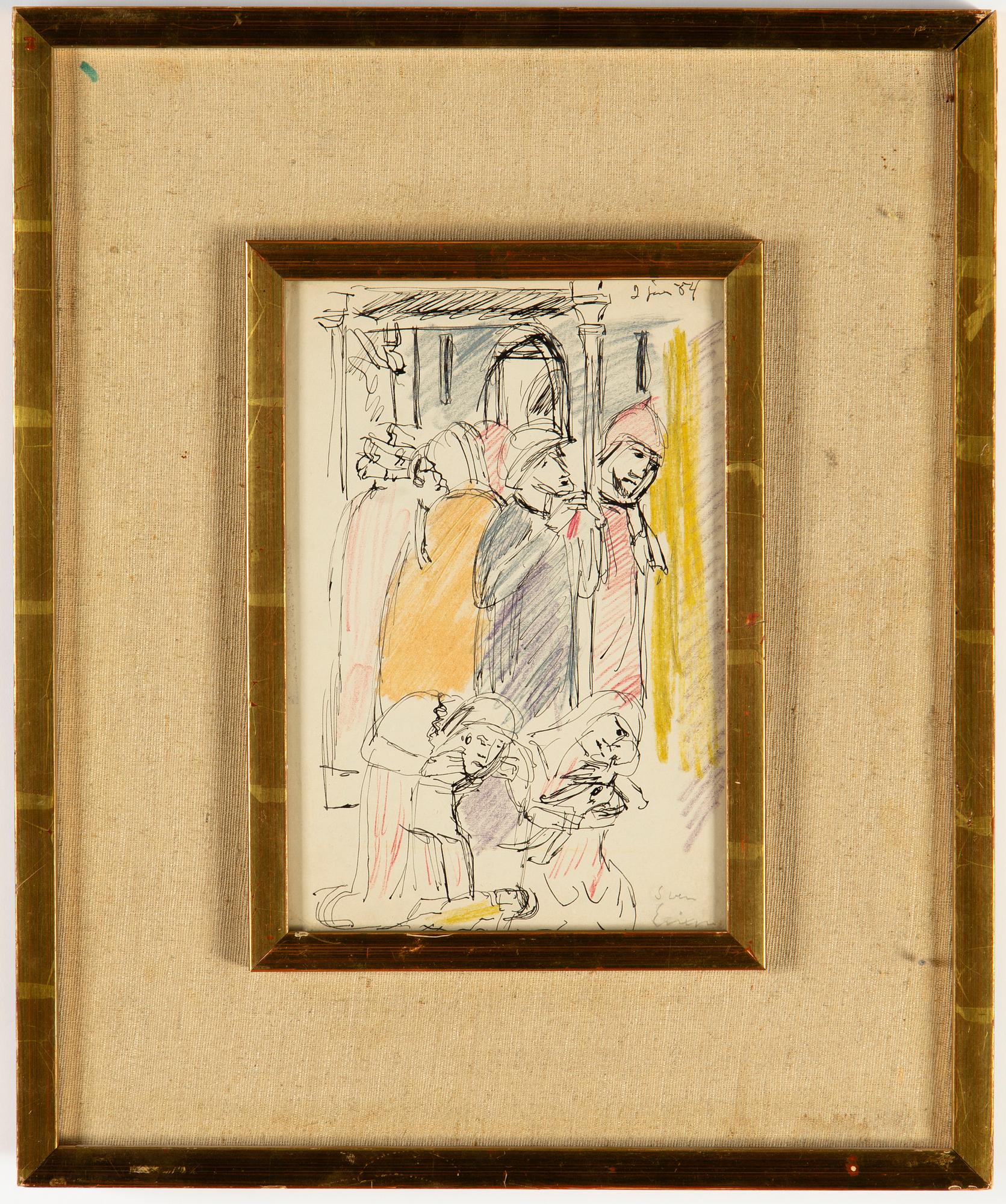 Sven X:et Erixson, mixed media, signed and dated -54.