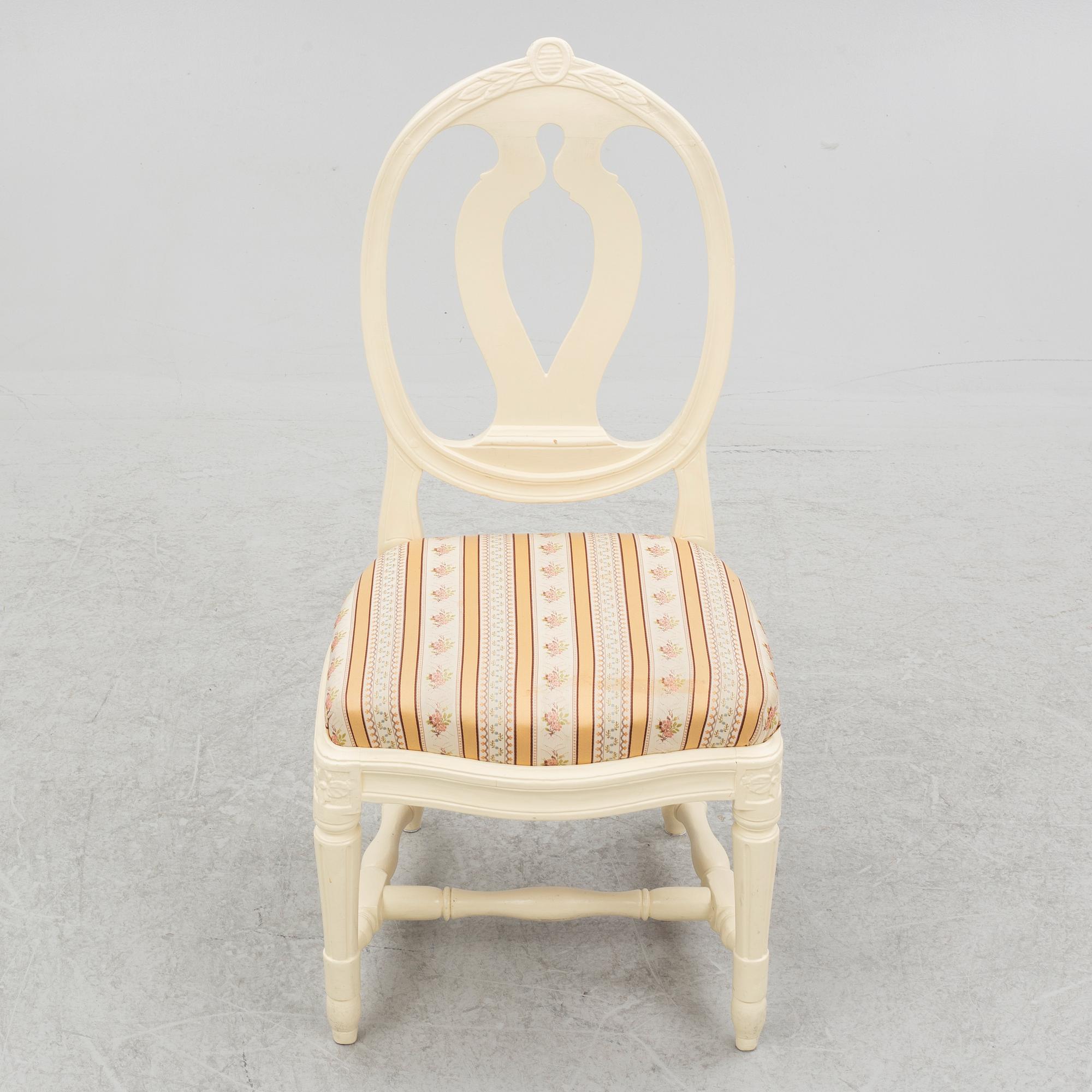 A set of four (2+2) Gustavian chairs, Stockholm, late 18th century.