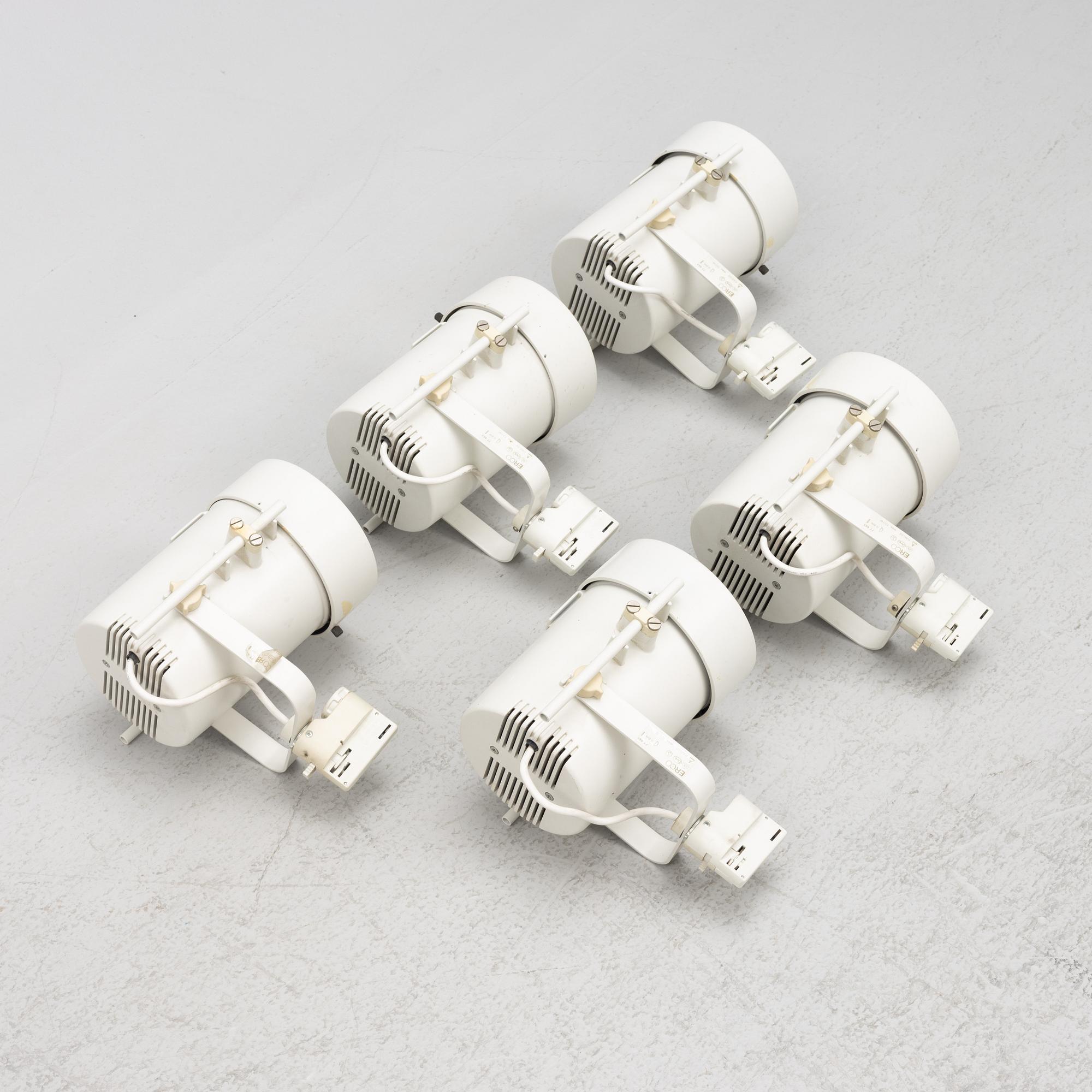 Five spotlights from Erco, end of the 20th century.