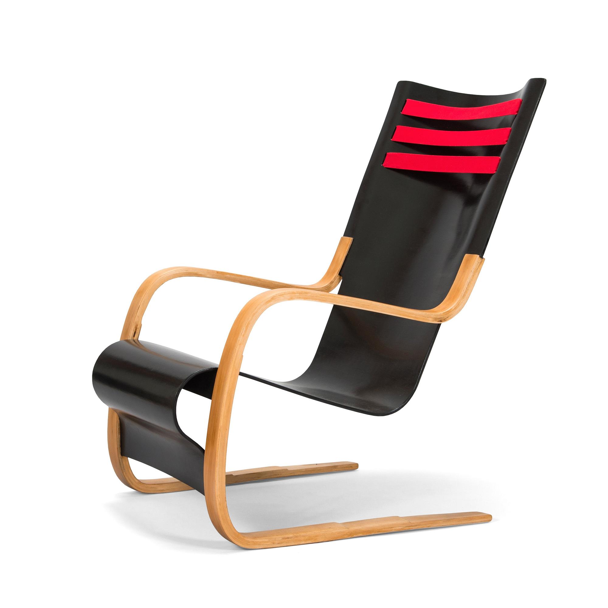 Alvar Aalto, nojatuoli, "High back chair ", O.Y. Huonekalu-ja Rakennustyötehdas A.B. 1930-luvun alku.