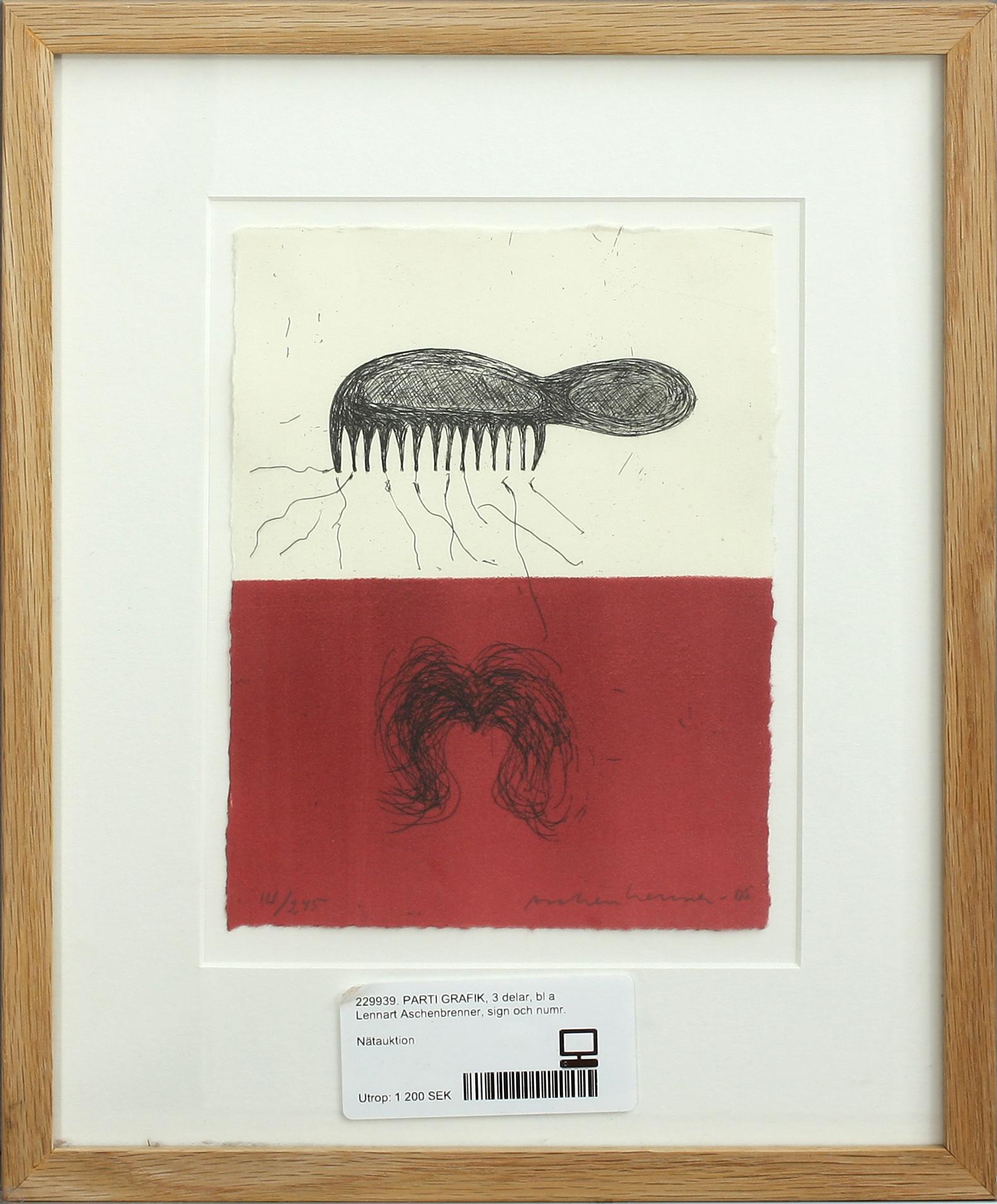 PARTI GRAFIK, 3 delar, bl a Lennart Aschenbrenner, sign och numr.