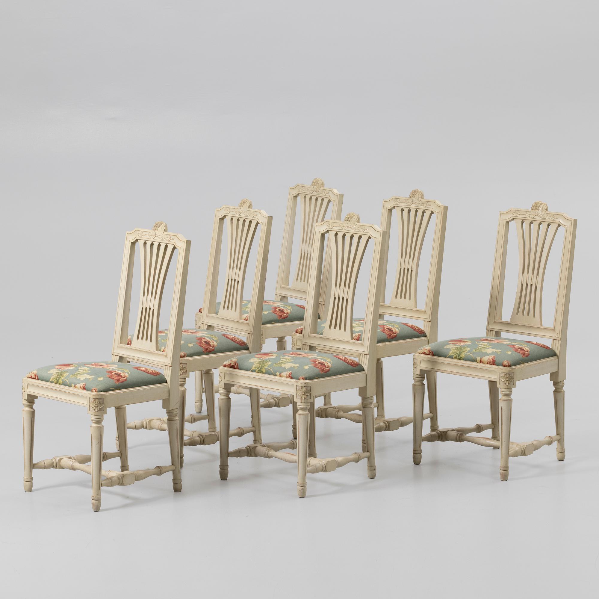 Dining set, 7 pieces, Gustavian style, 20th century.