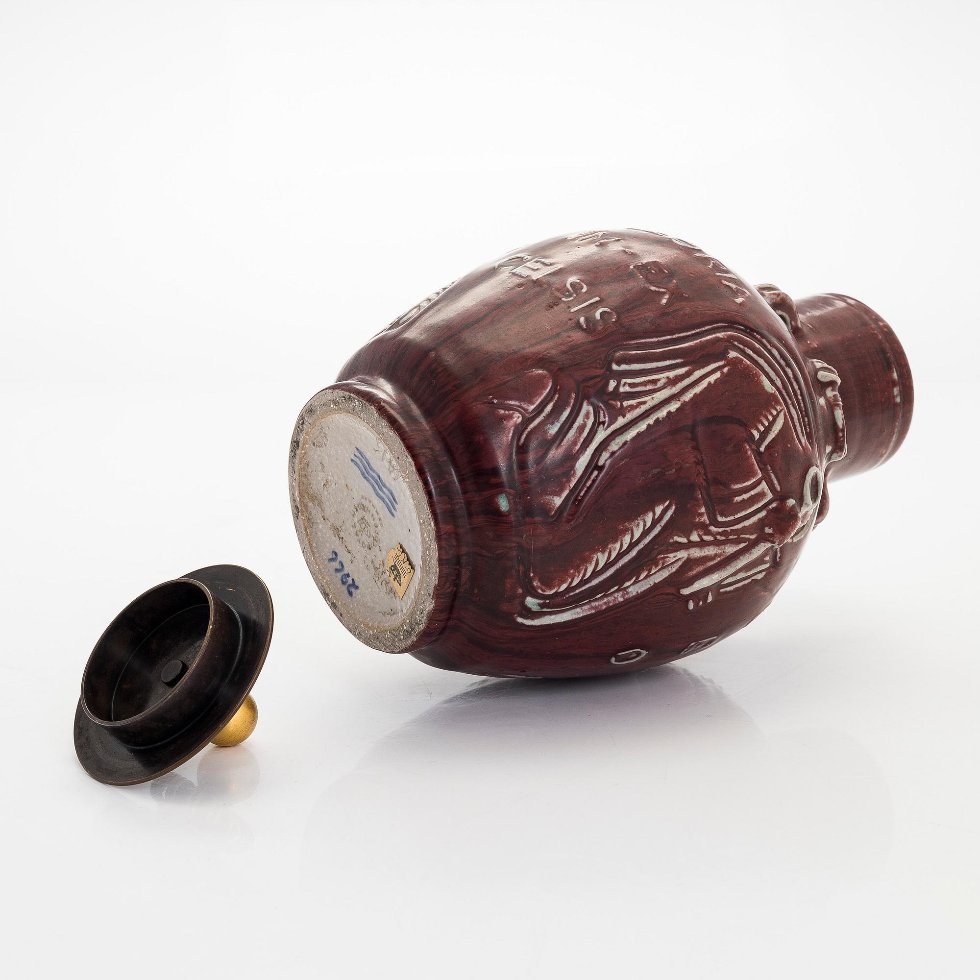 Jais Nielsen, urna, stengods, Royal Copenhagen 1963.