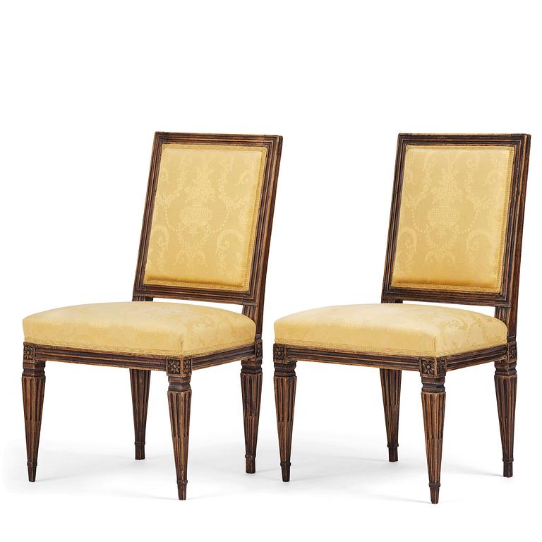 A pair of Gustavian chairs by Melchior Lundberg, (Stockholm 1775-1812).