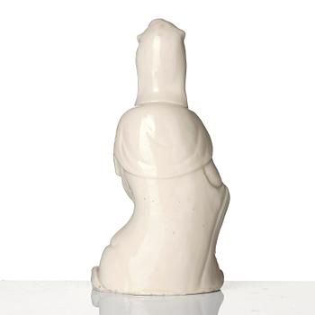 A blanc de chine figure of Guanyin, Qing dynasty. 19th century.