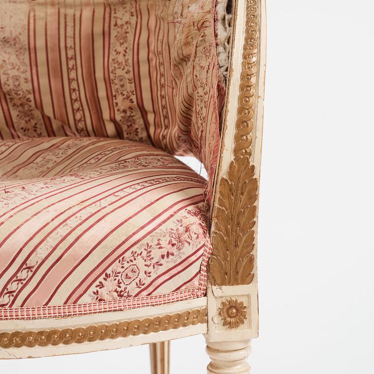 A Gustavian armchair, Stockholm, late 18th century.