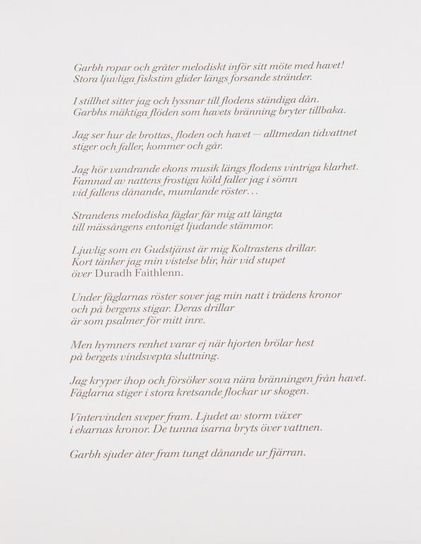 Ulf Trotzig, "King Sweeney", portfolio with nine colour etchings.