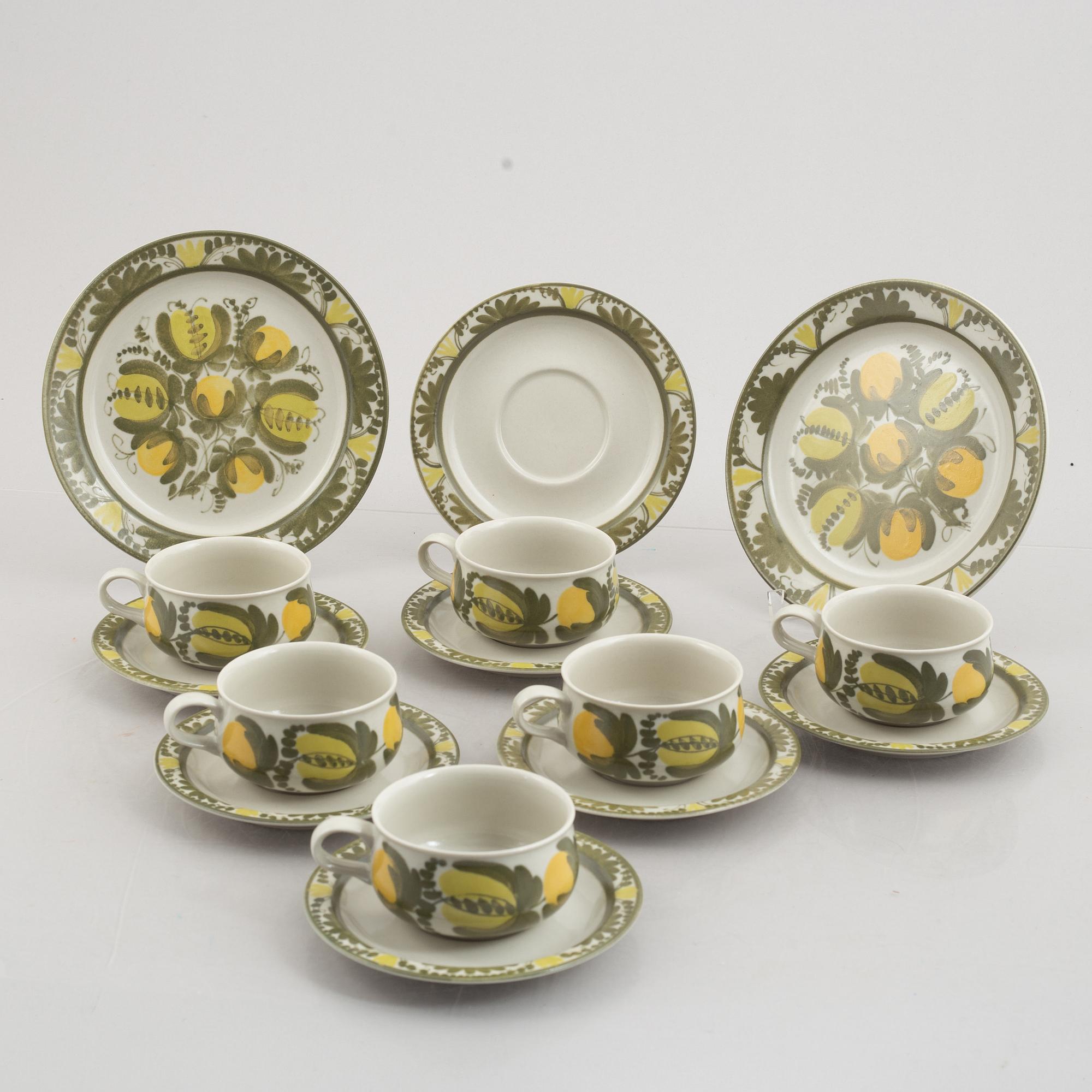 Raija Uosikkinen, eight stoneware coffee service parts, Arabia, Finland, 1960's.