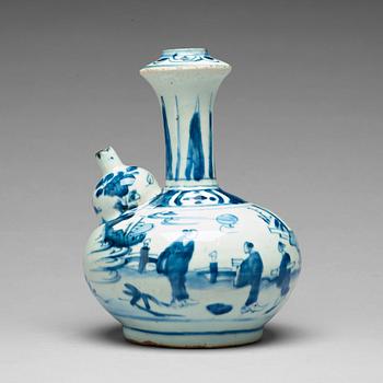 884. A blue and white kraak kendi, Ming dynasty, Wanli (1572-1620).