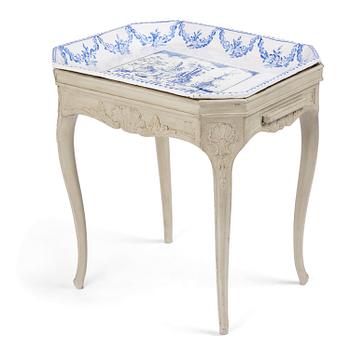 31. A rococo faience-top tea table from Marieberg, Sweden, 1760's.
