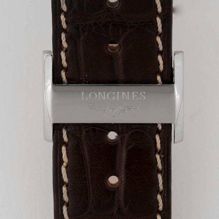 Longines - Master Collection Chronograph Moonphase. Automatic. Steel / leather strap. 40mm.
