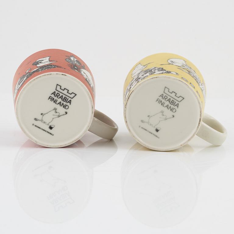Two porcelain Moomin mugs, Arabia, Finland, 1990-99.