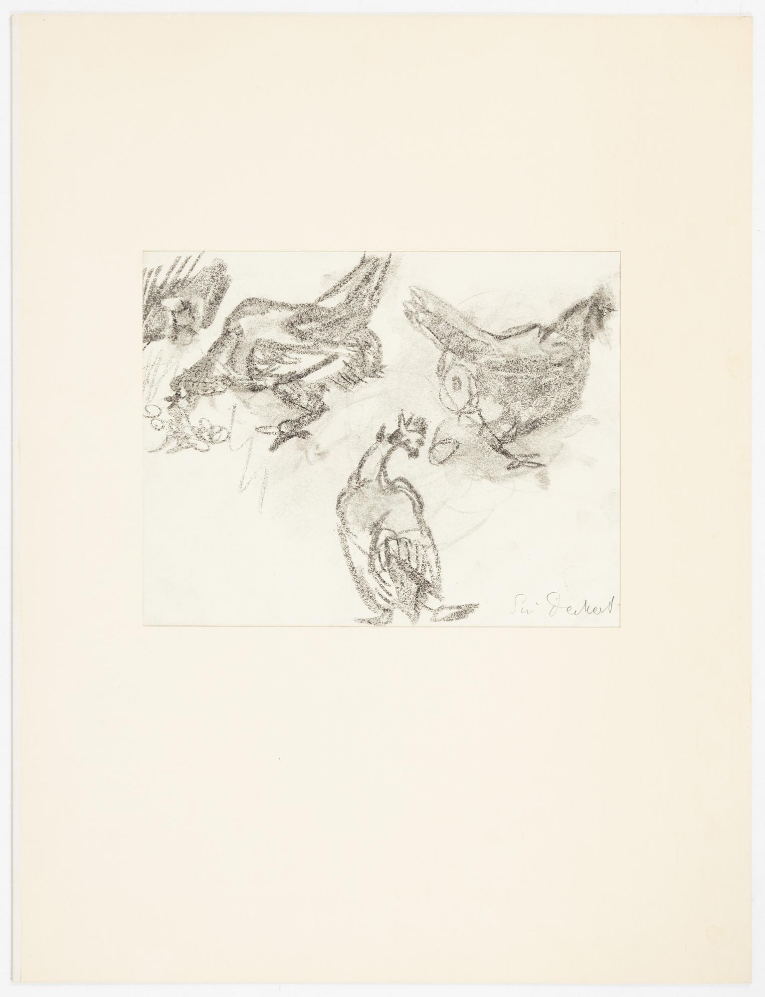 Siri Derkert, charcoal, signed.