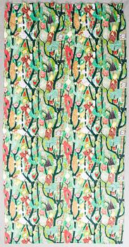 Stig Lindberg, gardiner två våder "Melodi", handtryckt linne ca 256x130 cm med omtag.