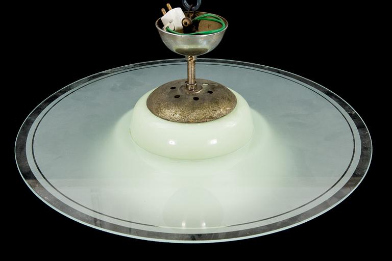 TAKLAMPA, glas 1940-tal. Diam 45 cm.
