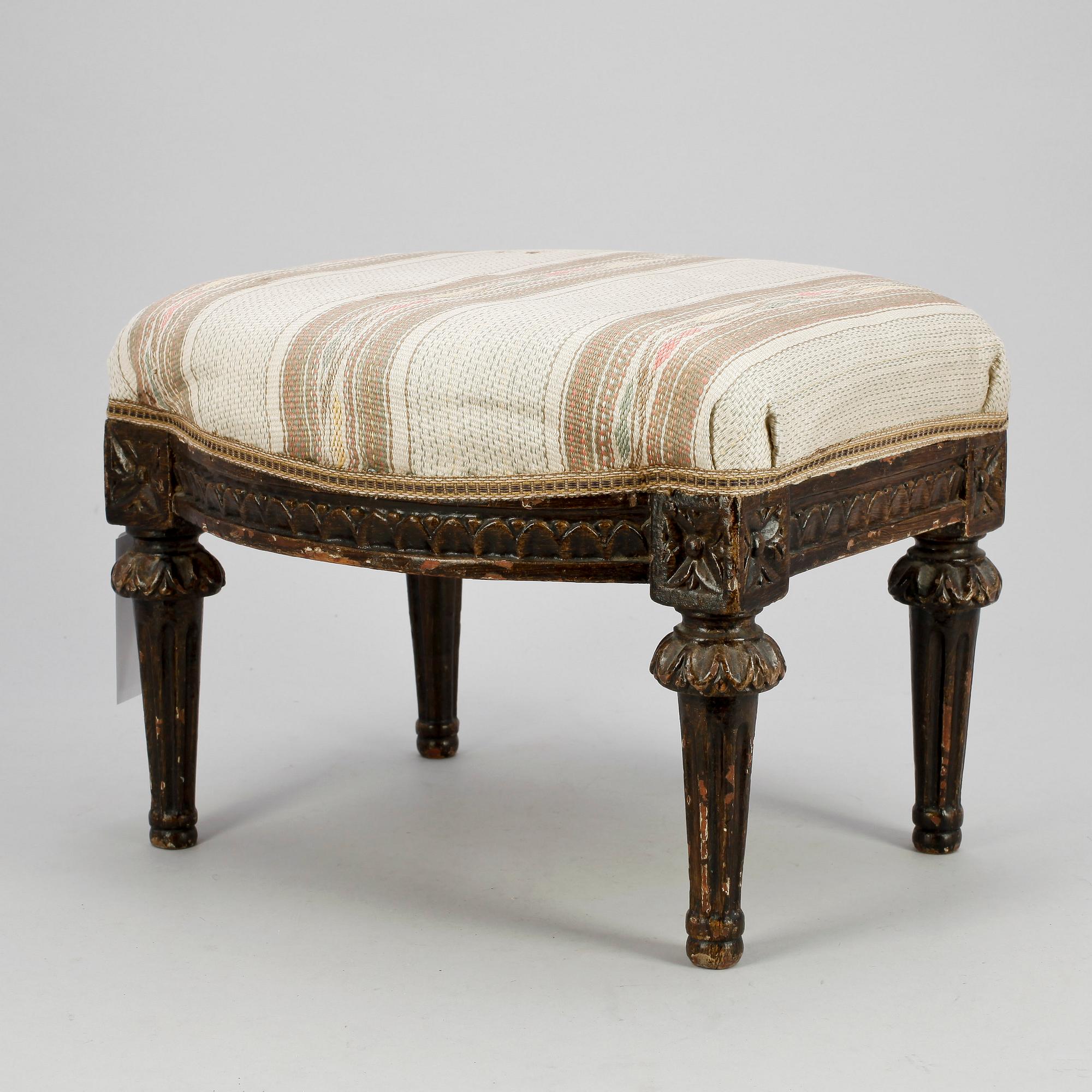TABURETT/FOTPALL, gustaviansk, 1700/1800-tal.