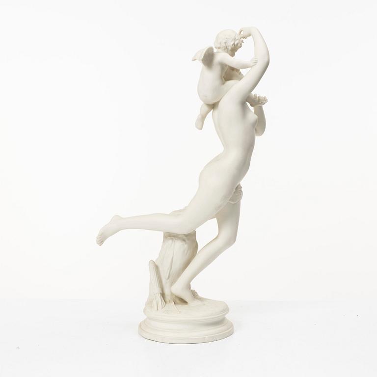 Charles Auguste Fraikin, after, 'Venus and Cupid', Gustafsberg, late 19th century.