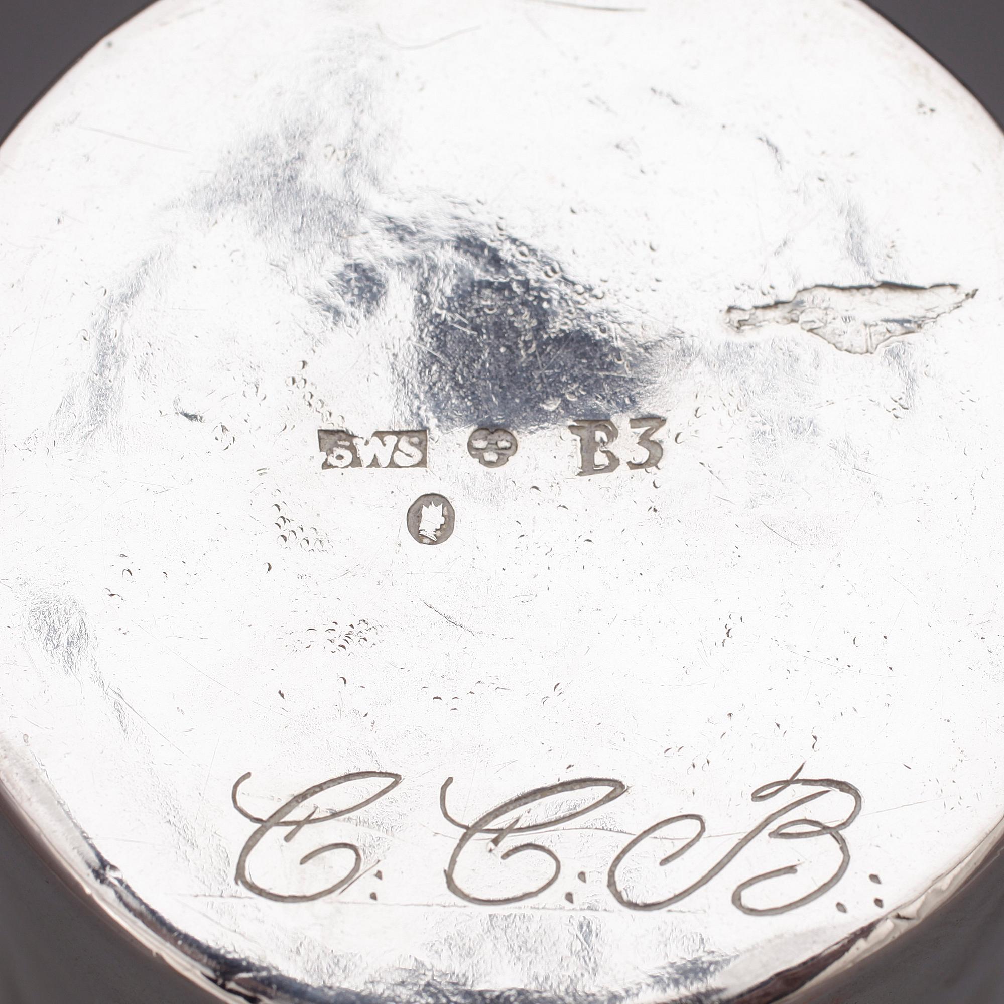 BÄGARE, silver, Stefan Westerstråhle, Stockholm, 1808. Vikt ca 89 g.