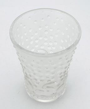 VAS, glas, etsad signatur Lalique France.