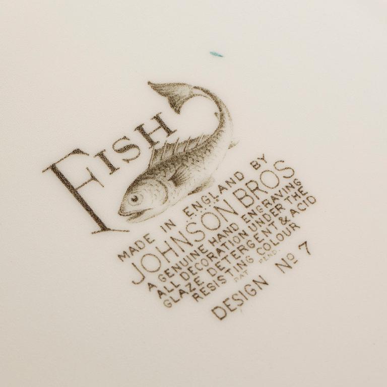 SERVIS, 14 delar, "Fish", Johnson bros England, flintgods, 1900-talets andra hälft.