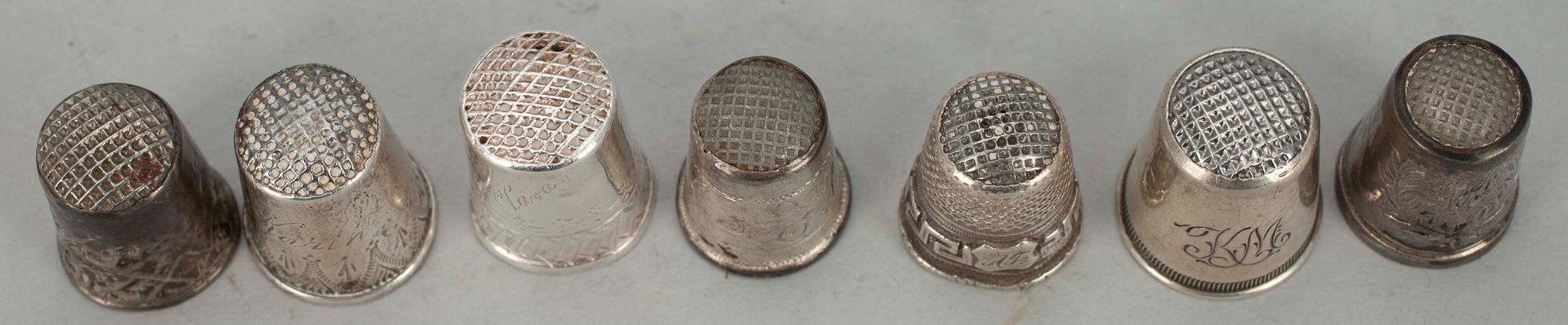 FINGERBORGAR, 7 st, silver, olika tillverkare, Finland, 1895-1940, tot vikt ca 23,5.