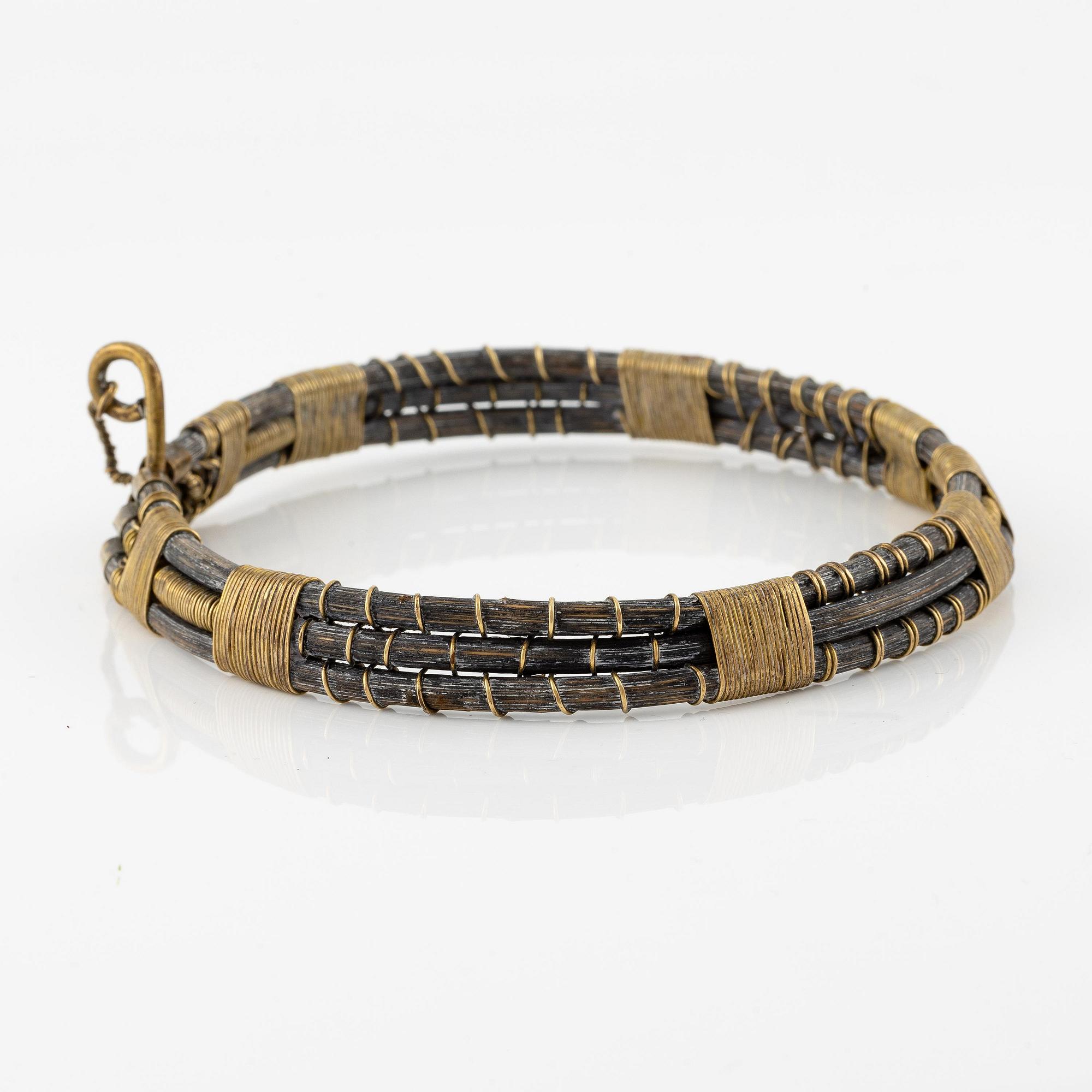 Vivianna Torun Bülow-Hübe, a necklace, brass and rattan, Stockholm executed in her own workshop late 1940's.