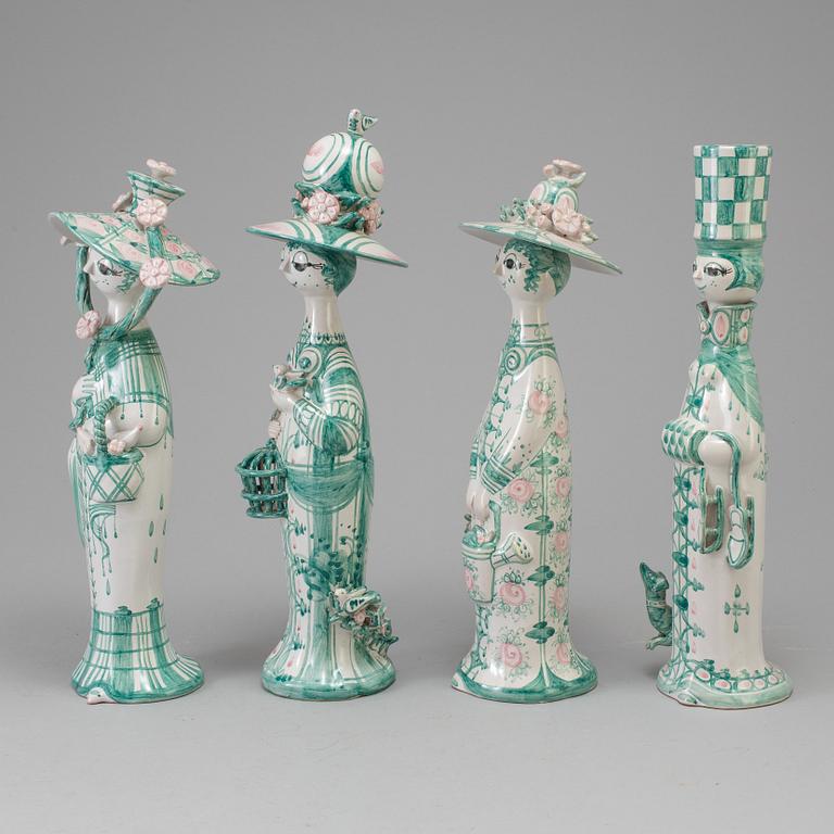 BJÖRN WIINBLAD, four figures, pottery, Denmark, dated -83.