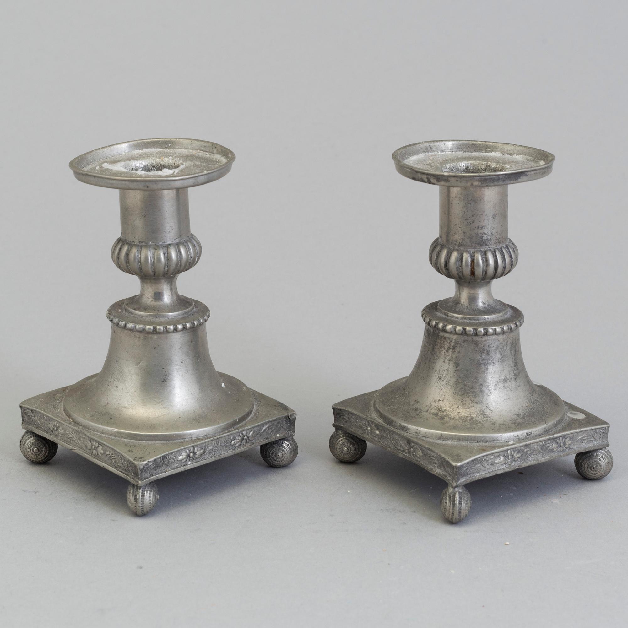 CANDLESTICKS, a pair, pewter, swedish, probably first half of the 19th century.