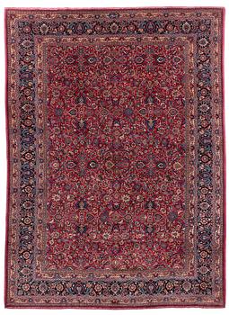 A semi-antique Mashad Saber carpet, north east Persia, ca 475 x 349 cm (including the flat weave).