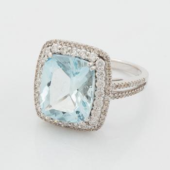 Aquamarine and diamond cocktail ring.