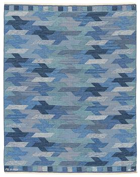 Barbro Nilsson, a carpet, "Blåarp", Tapestry weave, ca 200 x 157 cm, signed AB MMF BN.