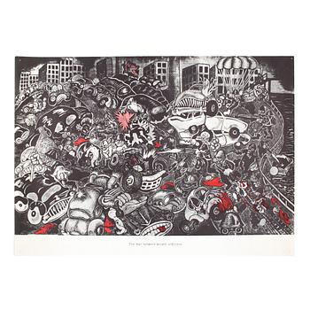 Lars Hillersberg · LARS HILLERSBERG, affisch, offset, "The war between people and cars", 1971.