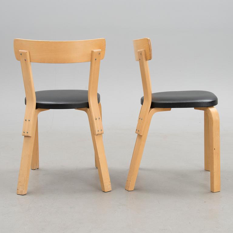 ALVAR AALTO, tuoleja, 4 kpl, malli 69, Artek 1900-luvun puoliväli.