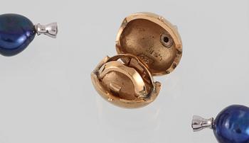 COLLIER, odlade pärlor med lås i 18K guld och vitguld med briljantslipad diamant, Ole Lynggaard.