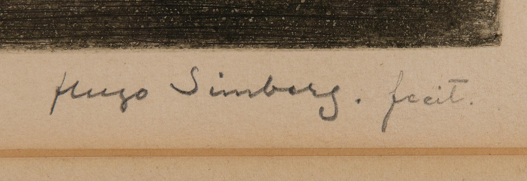 HUGO SIMBERG, etsning, signerad fecit.
