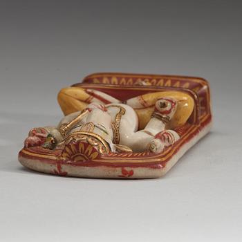 A painted alabaster sculpture of Deity, India, end of 19th Century.