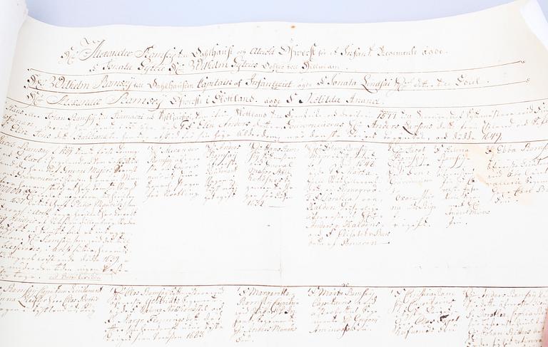 SLÄKTDOKUMENT, adliga ätten Ramsay, 1600-tal -1800-tal.